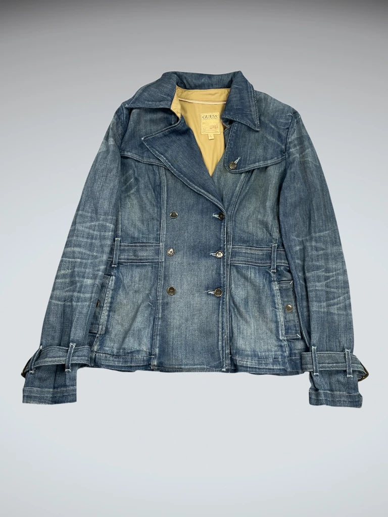 Deep Indigo Longline Vintage Denim Coat (L)