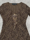 lace brown top with gems