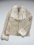 Static Beige Genuine Leather Fur Jacket (L)