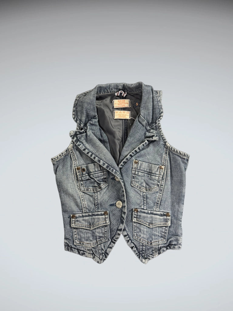 Blue Star Cropped Denim Vest Women (S)