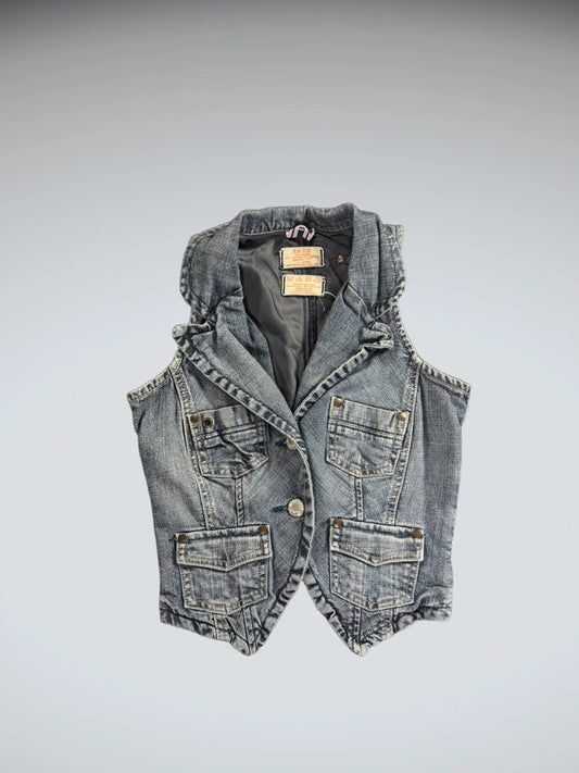 Blue Star Cropped Denim Vest Women (S)