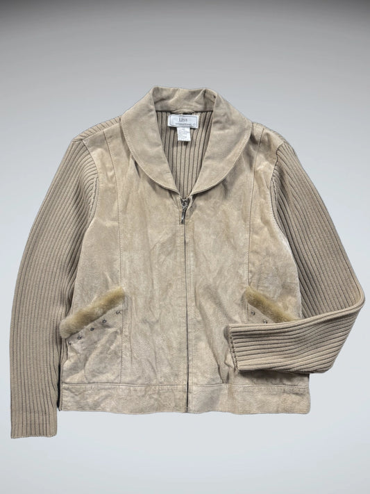 Lisa International Beige Leather Jacket (M)