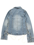 Stone Lace Up Vintage Denim Top (S)