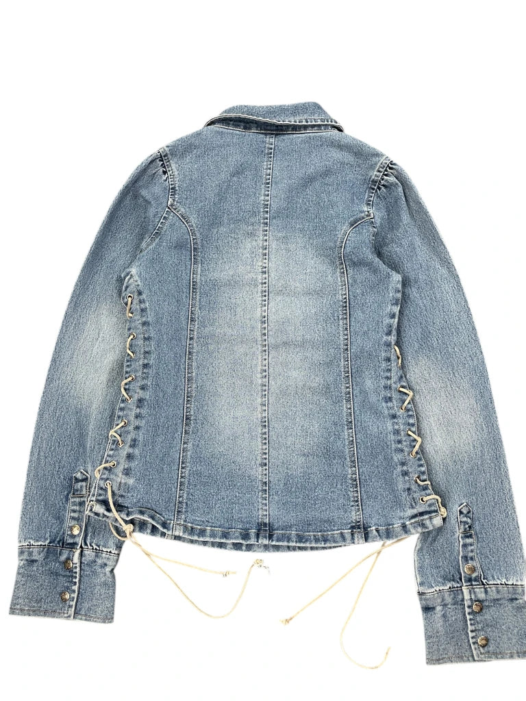Stone Lace Up Vintage Denim Top (S)