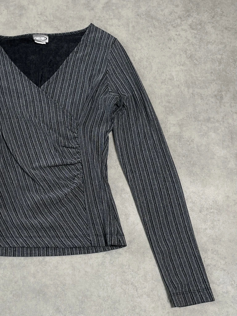 grey striped top