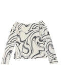 White marble print long sleeve top (S)