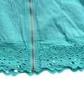 Turquoise Eyelet Hem Zipper Corset Top (S)