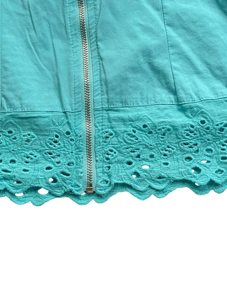 Turquoise Eyelet Hem Zipper Corset Top (S)