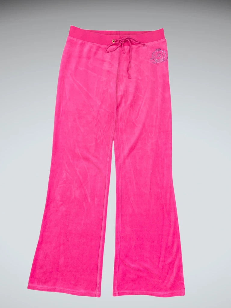 Juicy Couture Pink Velour Lounge Pants with Logo Embroidery (M)