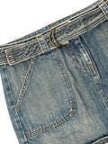 The Limited Light Blue Belted Vintage Denim Skirt (M)