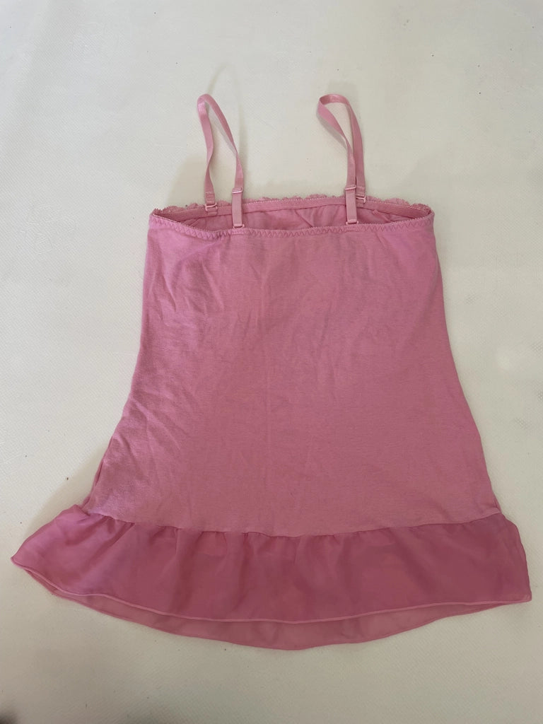 Pink Lace Trim Peplum Camisole (M)
