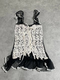 black lingerie dress with white lace (S)