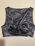 Edgy Cropped U-Neck Vest Gray Faux Leather Grunge Chic (S)