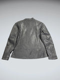 WhetBlu Grey Genuine Leather Racing Jacket Women (S)