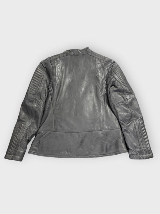 WhetBlu Grey Genuine Leather Racing Jacket Women (S)