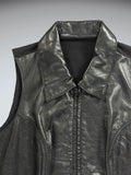 Maximo Black Real Leather Vest Women (M)
