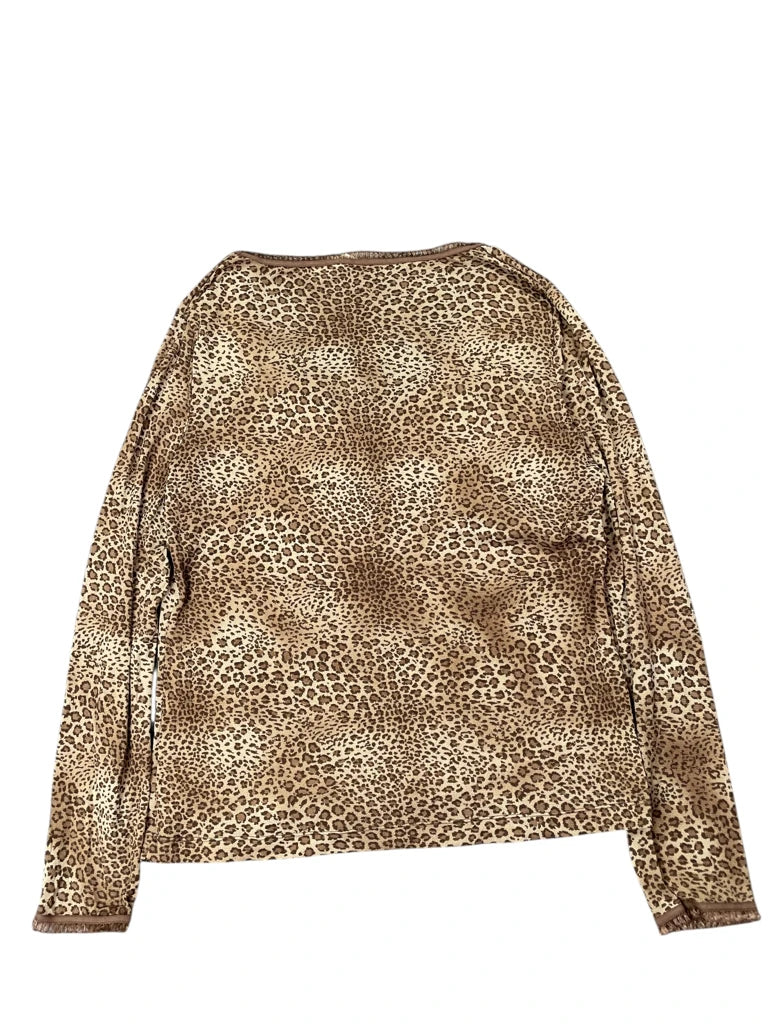 Vintage jaguar print deep v-neck top (S)