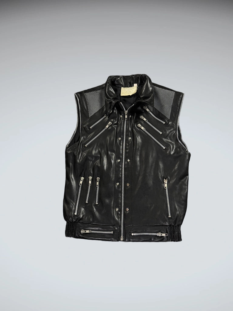 Vintage Black Faux Leather Vest Women (M)
