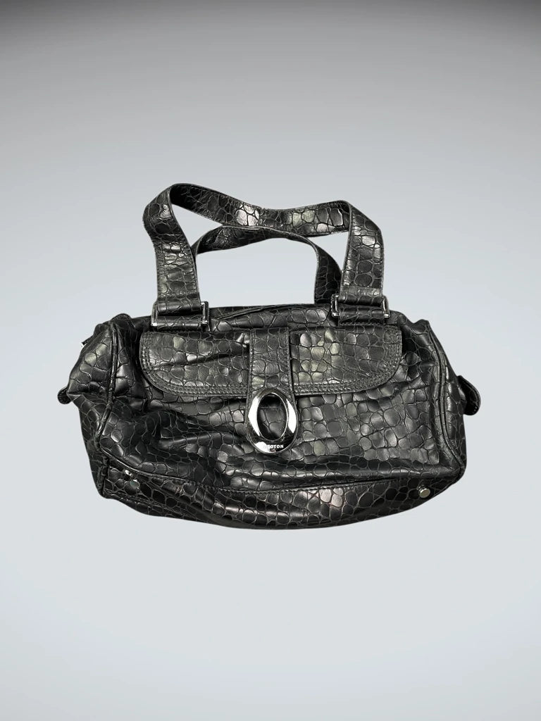 Oroton Black Croc Embossed Shoulder Bag (ONESIZE)