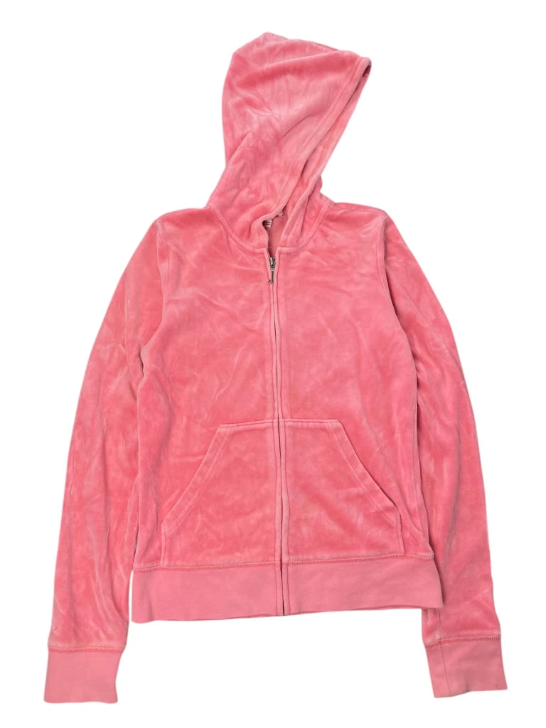Pink Floral Backprint Zip Hoodie (S)