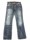 Vintage Distressed Bootcut Jeans with Embroidered Pockets (L)