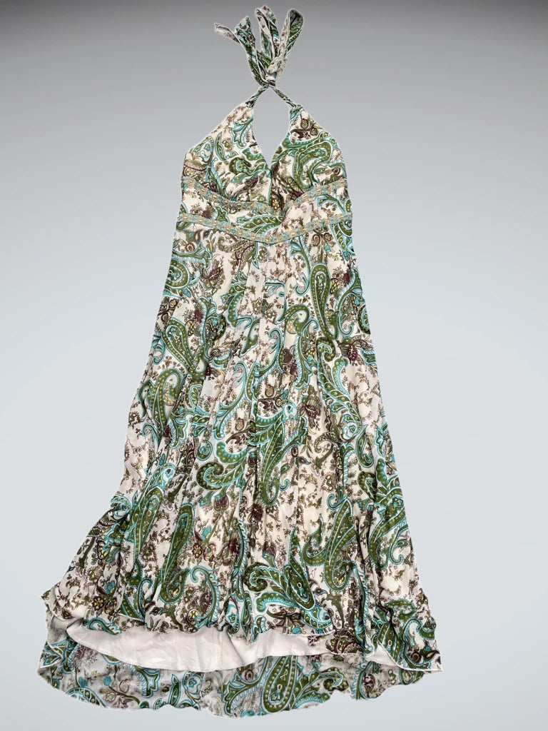 Mocha Ruched Satin-Chiffon Vintage Gown (XL)