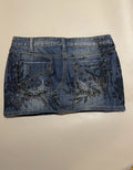 Low Rise Printed Denim Mini Skirt Dark Floral Monicas Fashion (S)