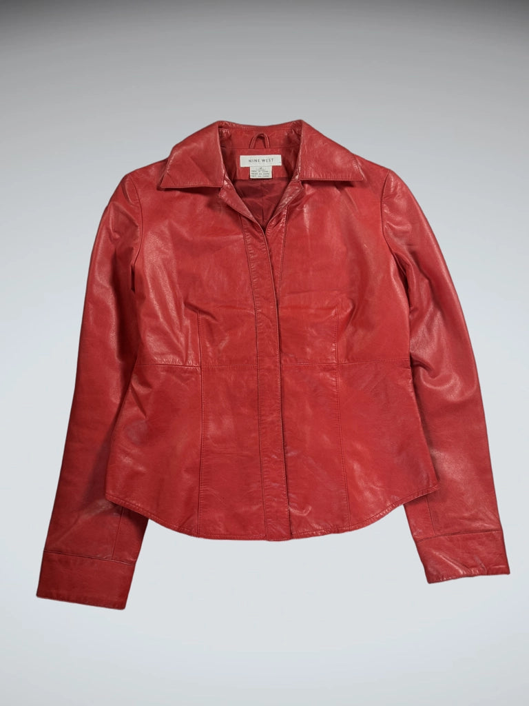 Nine West Red Leather Blazer Women (M)