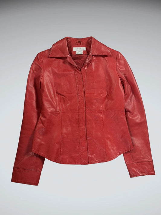 Nine West Red Leather Blazer Women (M)
