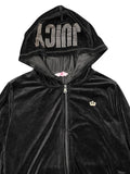 Black Velour Crown Zip Hoodie (XL)
