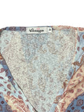 Beige Blue Paisley Wrap Top (M)