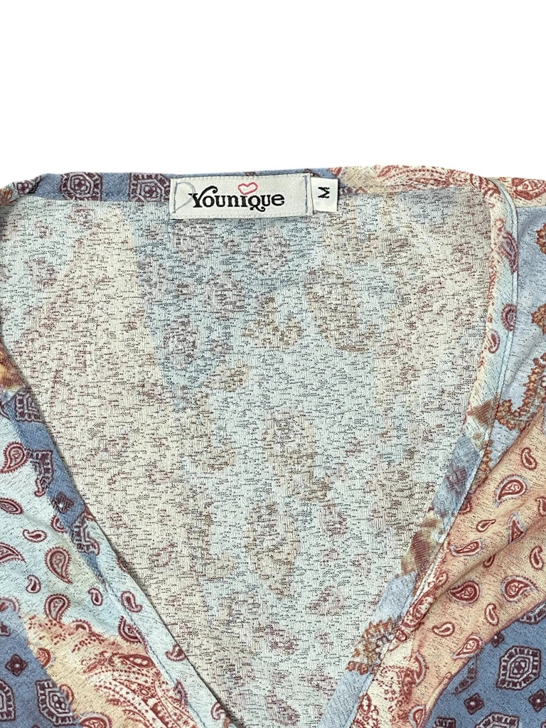 Beige Blue Paisley Wrap Top (M)