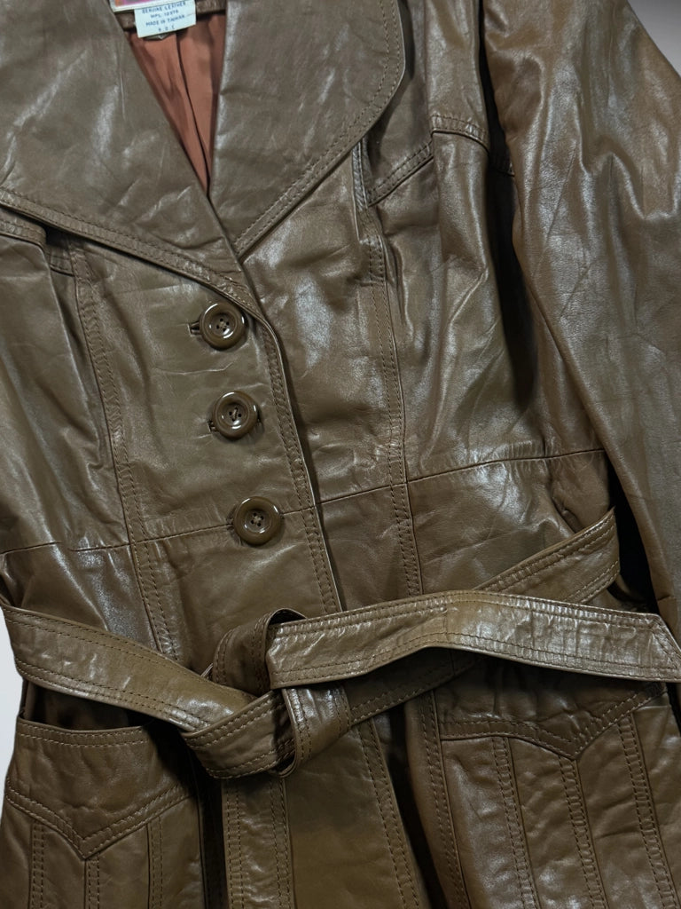 Ms Pionerr Brown Genuine Leather Coat (L)