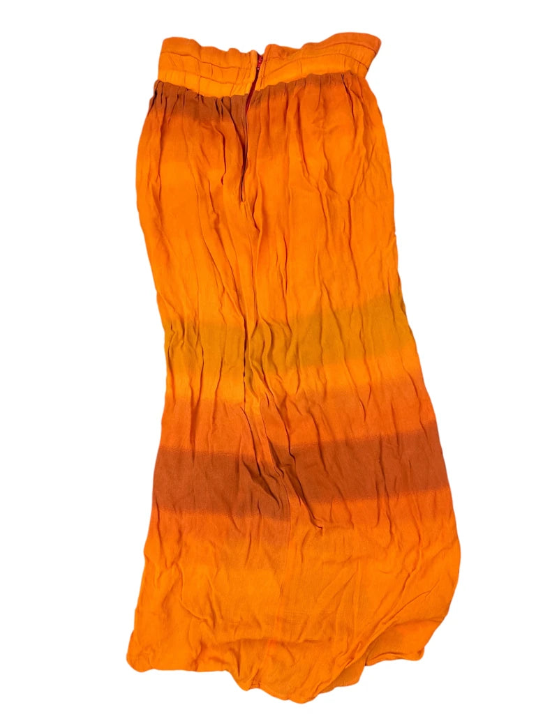 Orange high-waist polyester skirt (S)