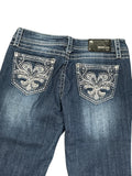 Dark Blue Embellished Pocket Bootcut Jeans (S)