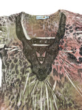 Animal Print & Floral Embellished Tunic Top (M)