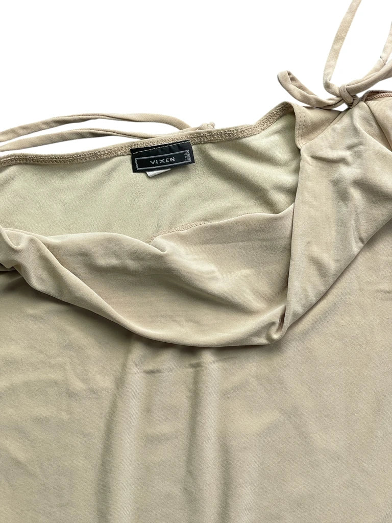 Beige Minimalist String Sleeve Top (S)