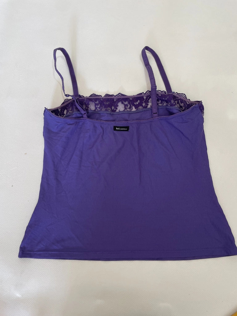 Purple Velvet Corduroy Lace Trim Camisole Top D&G Y2K (M)