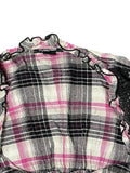 Pink Check Blouse mit Spitze (L)