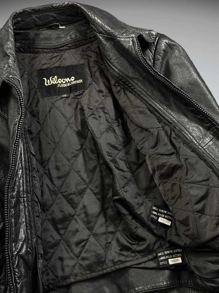 Wilsons Black Genuine Leather Vintage Jacket (M)