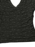 Black Floral Lace V-Neck Short Sleeve Top (S)