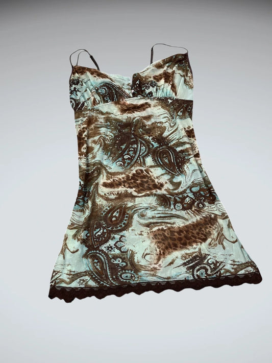 La Vie en Rose Brown Paisley Slip Dress (L)