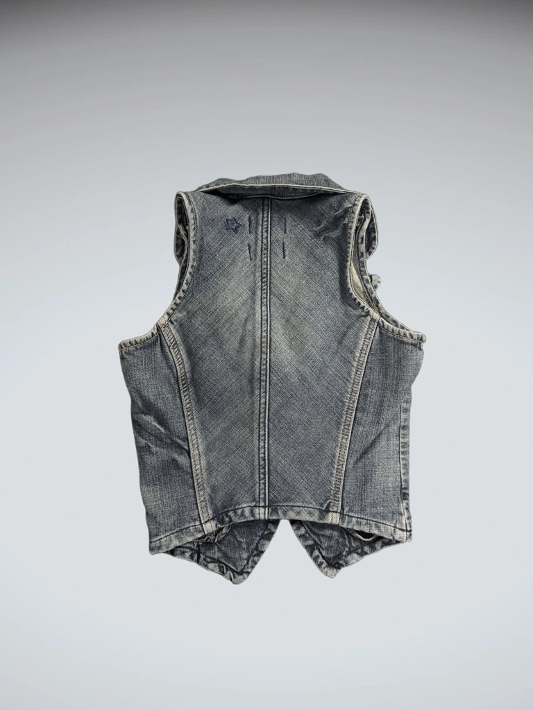 Blue Star Cropped Denim Vest Women (S)