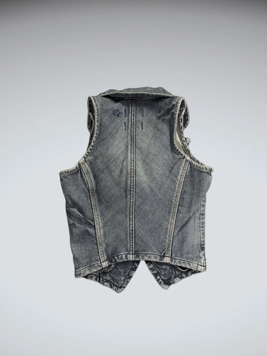 Blue Star Cropped Denim Vest Women (S)