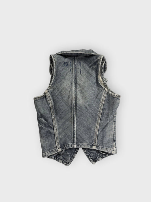 Blue Star Cropped Denim Vest Women (S)