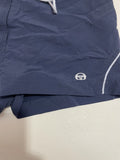 Retro Navy Blue Sport Shorts White Drawstring Vintage Swimwear (S)
