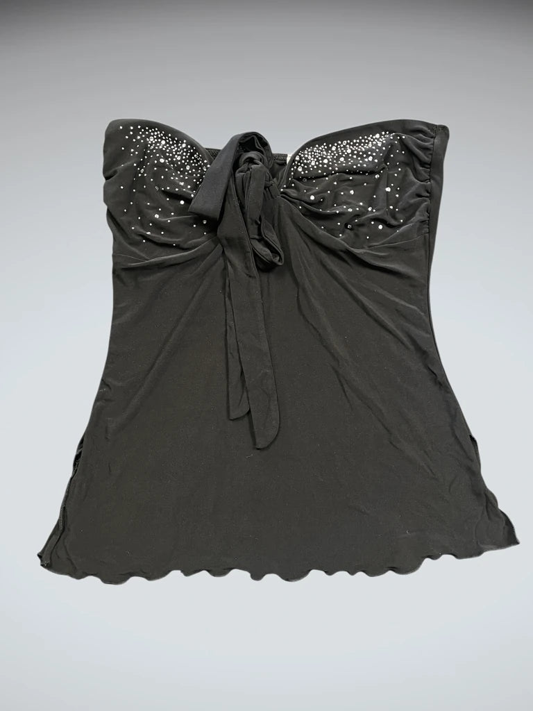 Brown leopard print ruffle dress top (M)