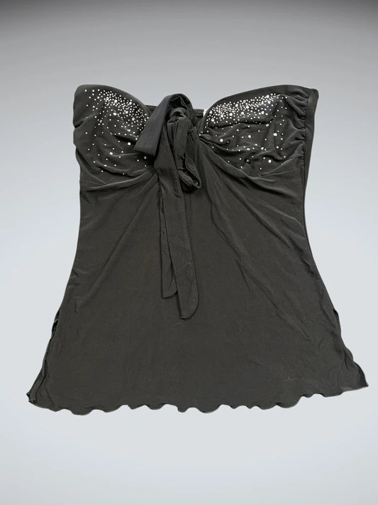 Brown leopard print ruffle dress top (M)