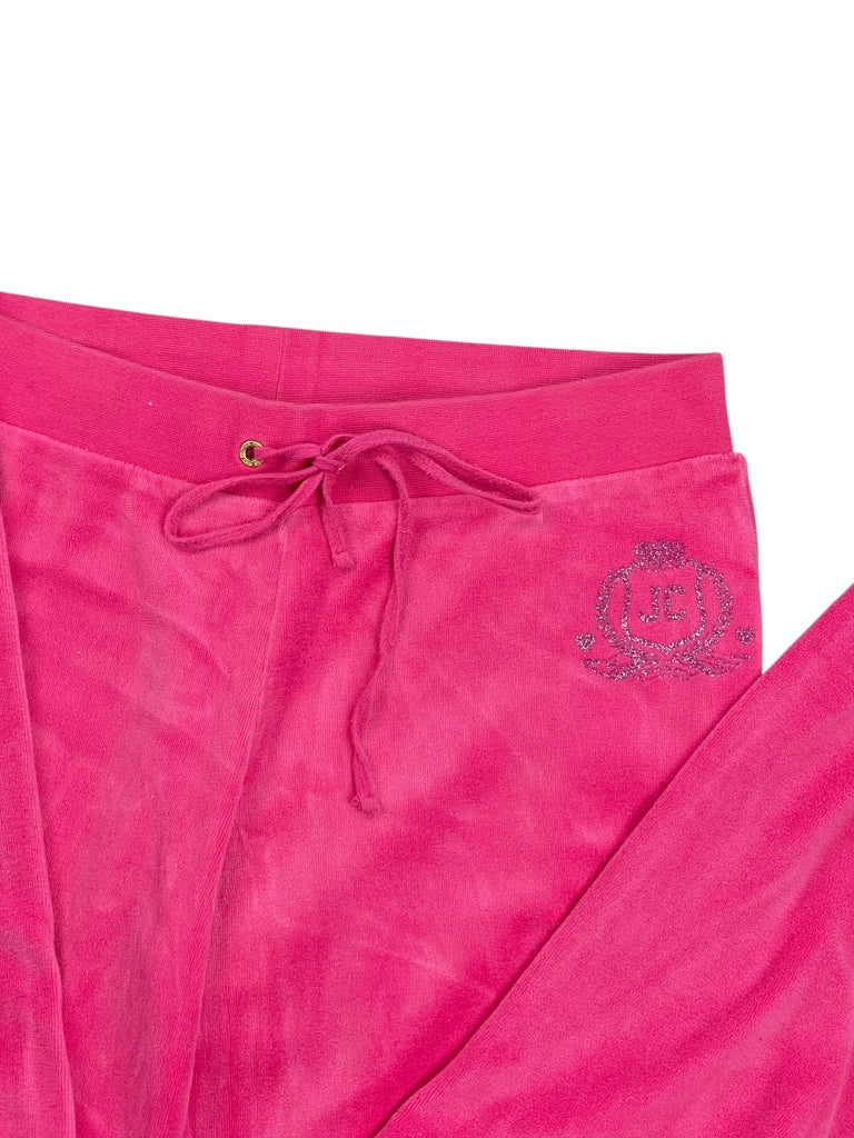 Juicy Couture Pink Velour Lounge Pants with Logo Embroidery (M)
