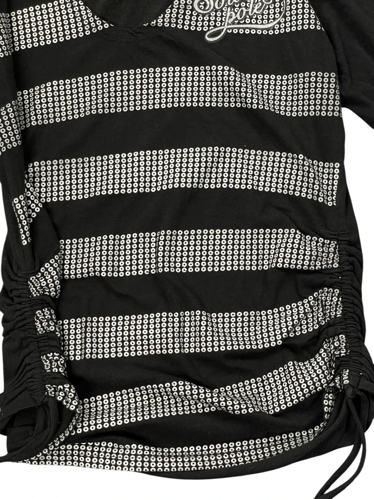 Black Striped Studded Hoodie Top (L)